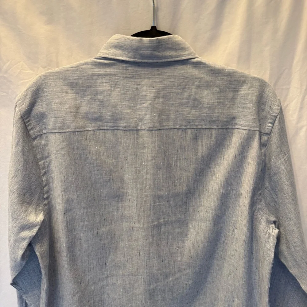 Perry Ellis Linen/Cotton M Blend Button Down Shirt Lagenlook Classic Vacation‎